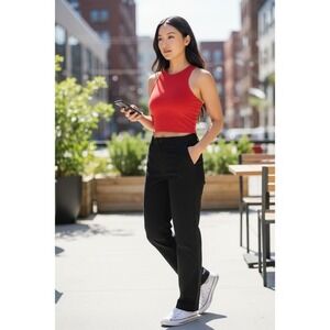 Athleta Conscious Crop Tank Red High Neck Built In Bra Womens Small P